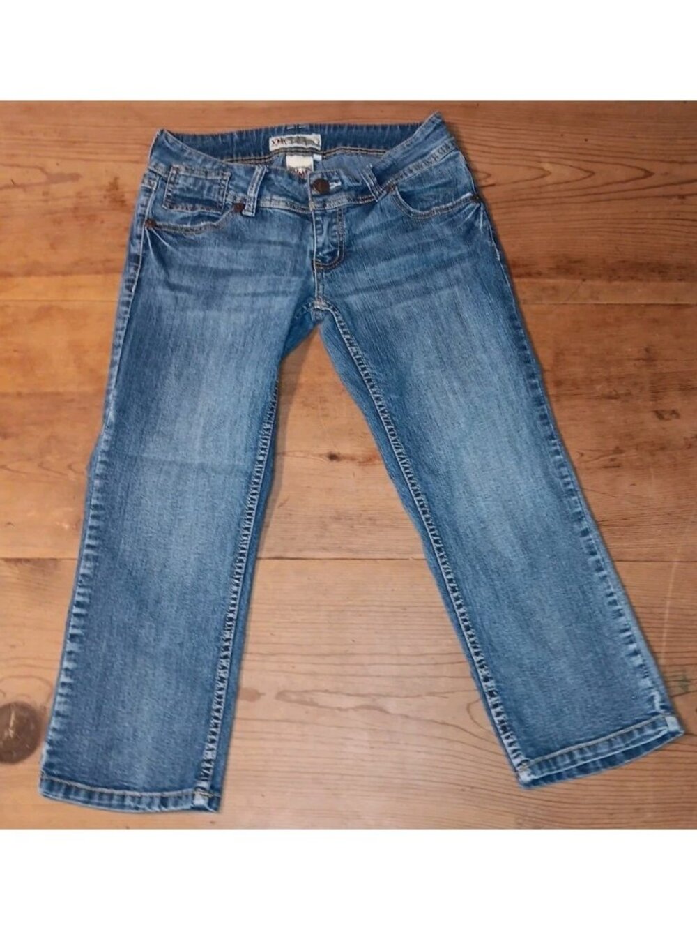 Vtg YMI From City Of Angels Juniors 5 Medium Wash Stretch Denim Capris Low Rise